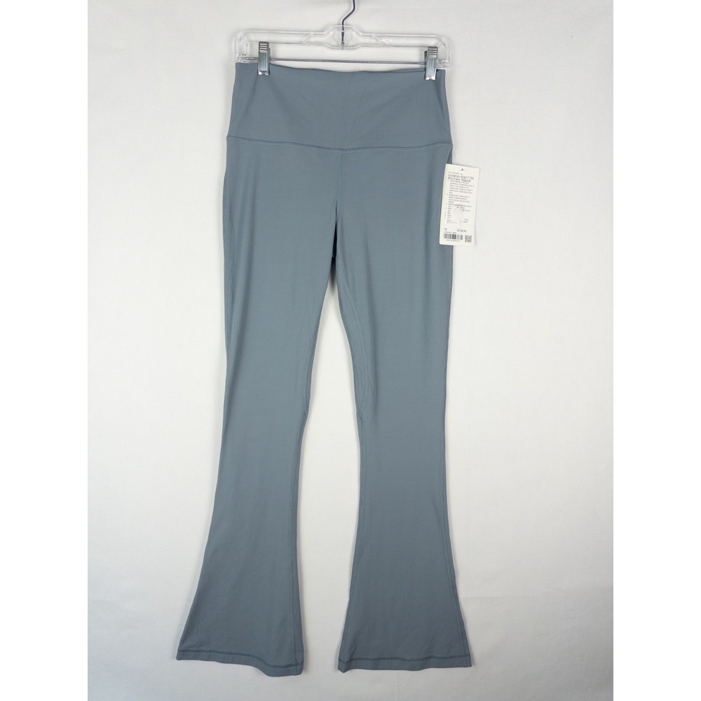 Lululemon Align Rib Mini Flare Womens 10 Blue Gray High Rise Yoga Pants NWT